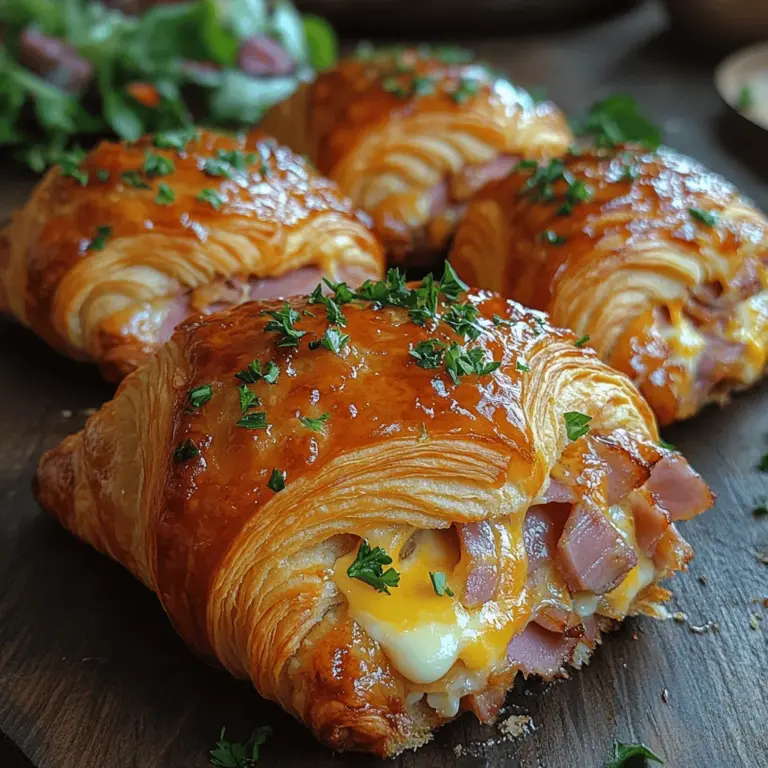 Gourmet baked ham and cheese croissants are the perfect blend of flaky pastry, savory ham, and rich cheese, making them an irresistible treat for any occasion. Whether you're hosting a brunch gathering, preparing a delightful snack, or looking for a light meal, these croissants are sure to impress. The appeal of this recipe lies not just in its taste but also in its versatility—ideal for both casual get-togethers and sophisticated dining experiences.