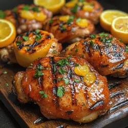 What sets Smoky Citrus Grilled Chicken Thighs apart from the typical grilled chicken fare? It’s all about the flavor profile. The combination of smoky spices and bright citrus notes creates a culinary experience that tantalizes the taste buds. As the chicken cooks on the grill, the smoky essence infuses every bite, while the citrus adds a refreshing zing that cuts through the richness of the meat. This recipe is not just about flavor; it’s about creating a dish that embodies the spirit of summer—light, vibrant, and full of zest.