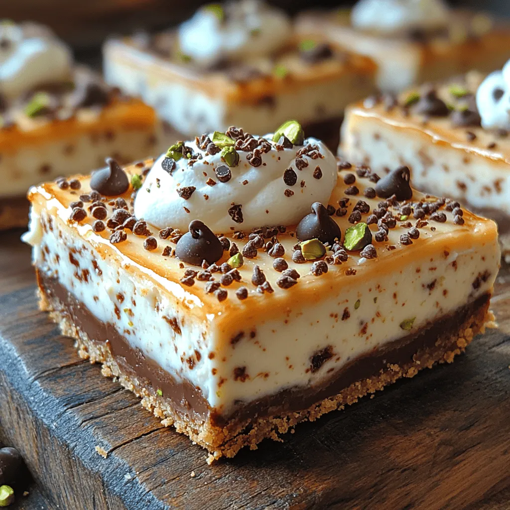 Cannoli Cheesecake Bars offer a delightful fusion of two beloved desserts, merging the rich, creamy texture of cheesecake with the signature flavors of traditional cannoli. These bars are perfect for anyone looking for a sweet treat that captures the essence of Italian pastry while providing the convenience and ease of a cheesecake. Imagine biting into a luscious layer of cheesecake, infused with sweet ricotta cheese and adorned with mini chocolate chips, all nestled atop a buttery, crumbly crust. This recipe not only satisfies your sweet tooth but also pays homage to classic Italian desserts, making it a perfect addition to any gathering or occasion.