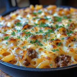 Welcome to a culinary delight that combines the rich, savory flavors of French onion soup with the comforting heartiness of a pasta bake—Cheesy French Onion Beef Pasta Bake. This dish is an absolute crowd-pleaser, perfect for family dinners or gatherings with friends. Imagine a warm, cheesy casserole that evokes the cozy feel of a rustic kitchen while being incredibly easy to prepare. With its layers of tender pasta, succulent ground beef, and a delightful blend of cheeses, this pasta bake will quickly become a favorite in your household.