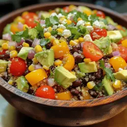 The Zesty Southwest Fiesta Salad is a celebration of flavor, color, and nutrition that brings the essence of southwestern cuisine to your plate. Bursting with fresh ingredients and a vibrant mix of tastes, this salad is not just a meal; it’s an experience. Each bite offers a zesty kick from the dressing paired with the crunch of colorful vegetables, making it an ideal dish for any occasion. Whether you’re serving it as a light lunch, a side dish at a barbecue, or a main course topped with grilled chicken or shrimp, this salad caters to a variety of dietary preferences, including vegetarian and gluten-free diets.