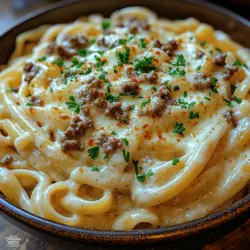 When it comes to comfort food, few dishes can compete with the creamy allure of Alfredo pasta. This classic Italian dish, characterized by its rich, velvety sauce, brings a sense of warmth and satisfaction that makes it a favorite among families and food lovers alike. Among the various adaptations of Alfredo pasta, creamy ground beef Alfredo pasta stands out as a particularly hearty option. It combines the smooth, buttery notes of Alfredo sauce with the robust flavor of ground beef, creating a meal that is not only filling but also incredibly easy to prepare. Whether you’re looking for a weeknight dinner that can be on the table in under 30 minutes or a dish that will impress your guests, creamy ground beef Alfredo pasta is a go-to choice.