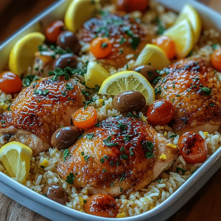 Mediterranean cuisine is celebrated worldwide for its vibrant flavors, fresh ingredients, and healthful benefits. It encompasses a diverse range of dishes influenced by the sunny shores of Greece, Italy, Spain, and other neighboring regions. With its emphasis on fruits, vegetables, whole grains, and lean proteins, Mediterranean food is not only delicious but also a cornerstone of healthy eating. One of the standout recipes that epitomizes the essence of this culinary tradition is the One-Pot Greek Chicken and Lemon Rice.