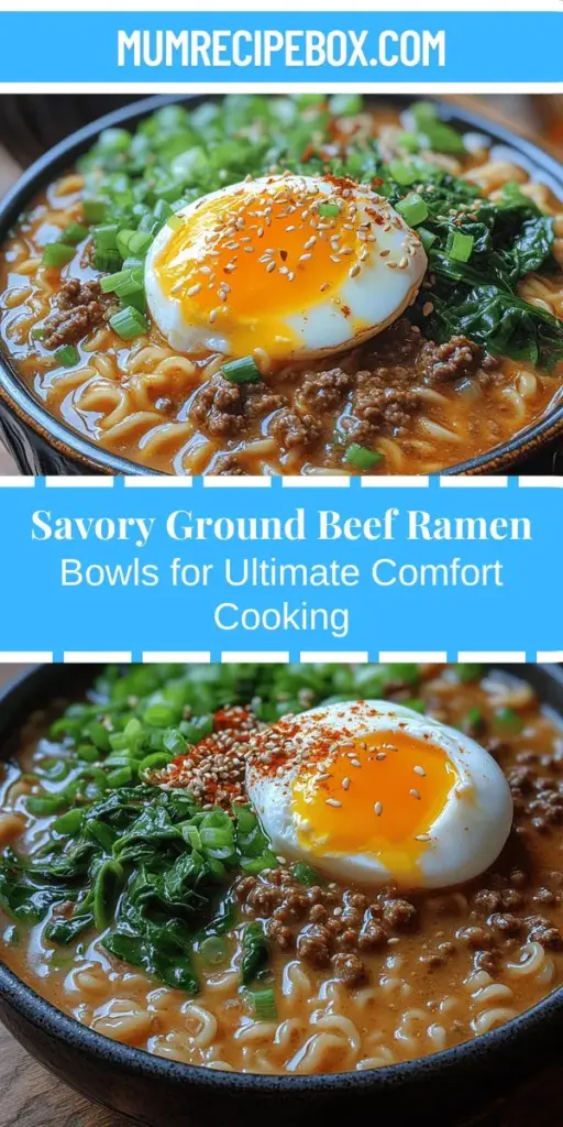 Indulge in the warmth of Savory Ground Beef Ramen Bowls, a comforting dish that combines rich broth with hearty ground beef and flavorful toppings. This quick and easy recipe offers the perfect blend of textures and tastes, perfect for busy nights or cozy weekends. Explore the versatility of ramen noodles and customize your bowls with fresh greens, spices, and your favorite toppings. Elevate your culinary experience and enjoy this deliciously satisfying meal that’s sure to impress.