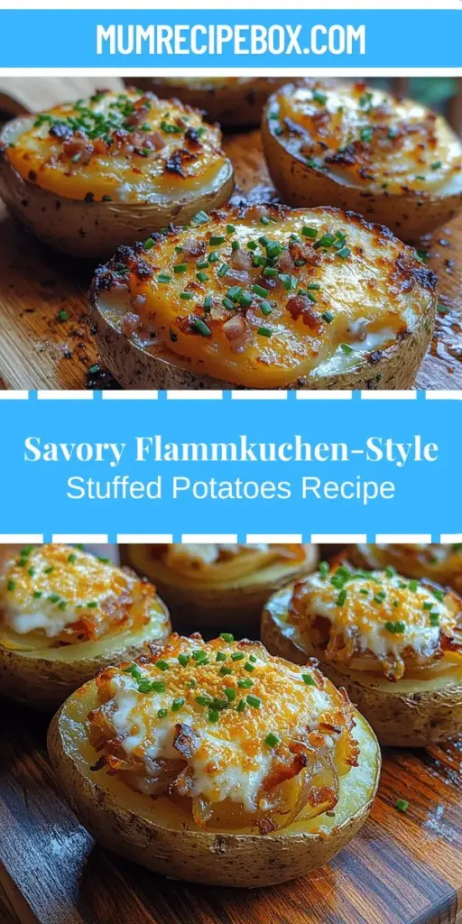 Discover a delicious twist on comfort food with Flammkuchen-Style Stuffed Potatoes. This recipe combines baked Russet potatoes with the rich flavors of traditional Flammkuchen from Alsace, featuring creamy crème fraîche, savory lardons, and sweet caramelized onions. Perfect as a centerpiece for gatherings or a cozy weeknight meal, these stuffed potatoes are simple to prepare and sure to impress. Dive into a culinary adventure that celebrates the fusion of classic and innovative flavors.