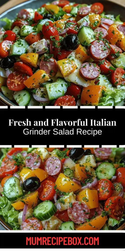Discover the ultimate Italian Grinder Salad recipe, a delicious blend of fresh vegetables, savory cured meats, and creamy cheeses that captures the essence of Italian-American cuisine. This colorful salad is not only visually appealing but also packed with flavor, making it perfect for any occasion—whether a summer barbecue or family dinner. Easy to prepare and customizable for various dietary preferences, this salad is sure to impress your guests and satisfy your taste buds! Enjoy the vibrant textures and zesty dressing that will leave everyone craving more.