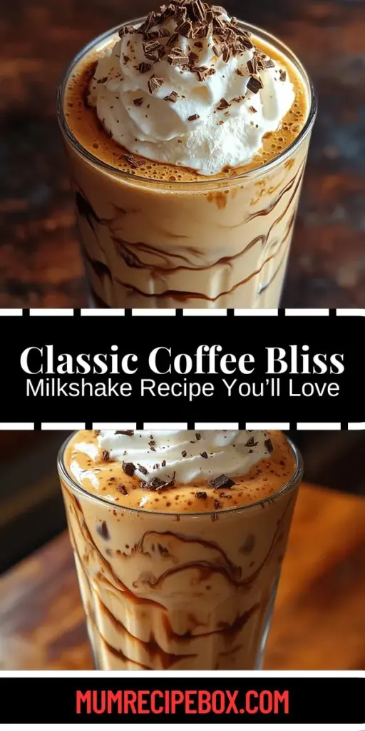 Discover the indulgent delight of a Classic Coffee Bliss Milkshake, a perfect treat for coffee lovers and dessert enthusiasts. This simple recipe blends strong brewed coffee with creamy vanilla ice cream, creating a luxurious milkshake that's easy to whip up in minutes. Customize it with sweeteners like coffee syrup or sweetened condensed milk, and add your favorite toppings for a personal touch. Enjoy a cafe-style experience right at home with this deliciously rich and satisfying beverage.