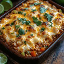 The Zesty Southwest Chicken Taco Casserole is a delightful fusion of flavors that brings the vibrant tastes of the Southwest right to your dinner table. This dish combines the comforting elements of a casserole with the bold spices and fresh ingredients characteristic of Southwest cuisine. Imagine a hearty meal that is not only satisfying but also brimming with nutritional benefits. Packed with protein from ground chicken and black beans, and loaded with vegetables, this casserole is a fantastic way to please the whole family while keeping health in mind.