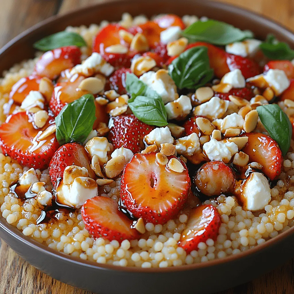 When the warm weather arrives, there's nothing quite as satisfying as a vibrant, refreshing salad that can be enjoyed as a light meal or a delightful side dish. The Strawberry Feta Couscous Salad is a perfect embodiment of this culinary joy. With the sweet, juicy burst of strawberries, the creamy, salty tang of feta cheese, and the crunchy texture of almonds, each bite offers a harmonious balance of flavors that tantalizes the taste buds. This salad not only looks beautiful on the plate but also provides a nutritious and satisfying option for any occasion, whether it's a summer picnic, a backyard barbecue, or a simple weekday lunch.