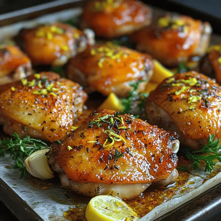 If you're searching for a dish that combines simplicity with tantalizing flavors, look no further than Zesty Lemon Herb Roasted Chicken Thighs. This recipe is a celebration of freshness, highlighting the vibrant essence of lemon and the aromatic charm of herbs. As the chicken roasts in the oven, it transforms into a succulent masterpiece, with crispy skin and juicy meat that’s bursting with flavor.