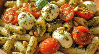 Chilled Italian Delight: Caprese Pesto Pasta