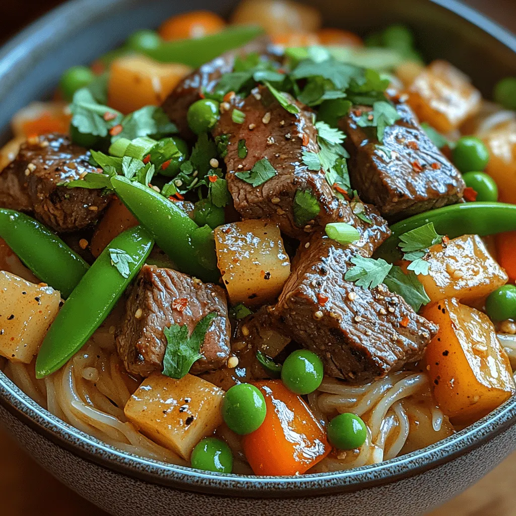 If you’re on the hunt for a quick and delicious meal that satisfies both the palate and the soul, look no further than Garlic Butter Steak Lightning Noodles. This dish encapsulates the essence of a perfect weeknight dinner: it's fast, flavorful, and absolutely irresistible. Imagine tender strips of steak tossed with wide rice noodles, enveloped in a luscious garlic butter sauce that sends your taste buds into a frenzy. This recipe not only brings a delightful combination of rich flavors but also showcases a beautiful harmony of textures, making it ideal for busy weeknights or an impressive meal for guests.