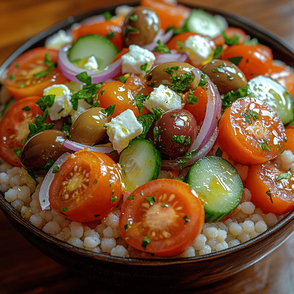 Explore the vibrant flavors of the Mediterranean with the delightful Mediterranean Couscous Salad. This refreshing dish is not only quick to prepare but also packed with nutritious ingredients that embody the essence of Mediterranean cuisine. With a harmonious blend of fresh vegetables, creamy feta, and aromatic herbs, this salad serves as a perfect side dish or a light main course. Its versatility allows it to complement grilled meats, seafood, or stand alone as a wholesome vegetarian option.