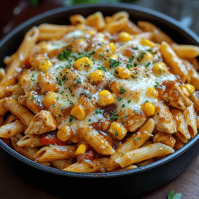 In today's fast-paced world, finding time to prepare a wholesome meal can often feel like a daunting task. Enter the BBQ Chicken Pasta Skillet—a delightful blend of savory BBQ chicken and hearty pasta, all cooked in one convenient skillet. This dish is not only quick and easy to prepare but also bursting with flavor, making it the ideal choice for busy weeknights when you want something delicious without spending hours in the kitchen. The unique fusion of smoky BBQ flavors and comforting pasta creates a meal that is sure to please family members of all ages.