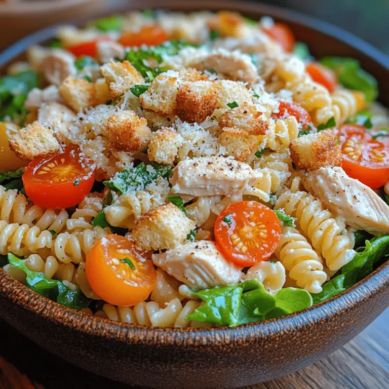 To create the Creamy Chicken Caesar Pasta Salad Delight, it’s essential to understand the role of each ingredient in the recipe. Each component contributes not only to the flavor but also to the overall texture and nutritional profile of the dish.