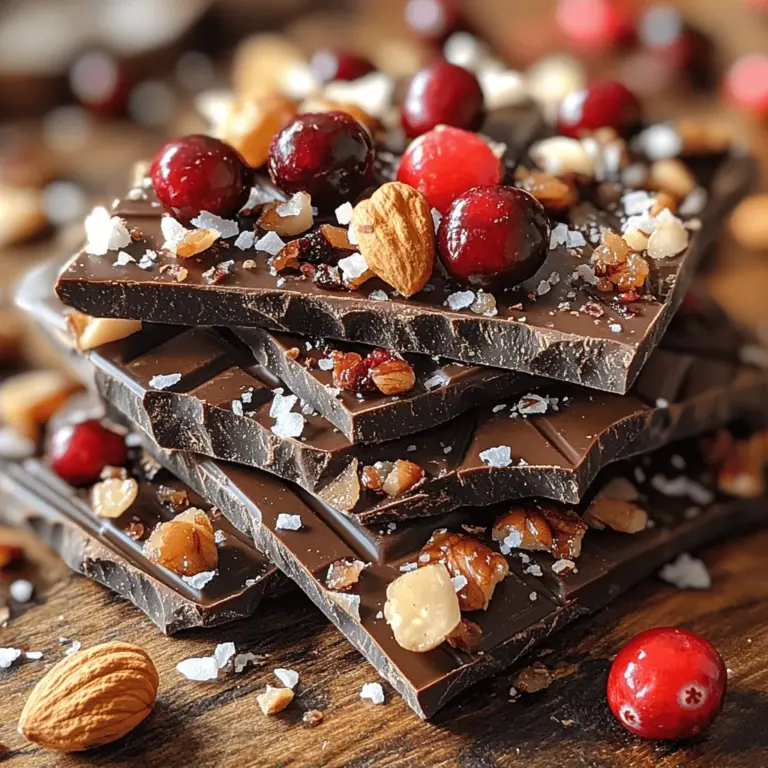 If you're on the lookout for a delightful and indulgent treat that is as pleasing to the eye as it is to the palate, look no further than Tropical Delight Toasted Coconut Chocolate Bark. This simple yet sophisticated recipe marries the rich, velvety texture of dark chocolate with the crunchy, nutty goodness of toasted coconut, complemented by the delightful chewiness of dried fruits and the satisfying crunch of nuts. It's a tropical vacation for your taste buds, delivering a symphony of flavors that transport you straight to a sun-kissed paradise.
