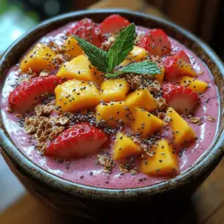 Smoothie bowls have taken the culinary world by storm, emerging as a vibrant and nutritious meal option that appeals to both health enthusiasts and food lovers alike. Unlike traditional smoothies, these bowls offer a thicker consistency that allows for a delightful mix of textures and flavors, making them a feast for the eyes as much as for the palate. The Tropical Bliss Strawberry Mango Smoothie Bowl perfectly embodies this trend, combining the luscious sweetness of strawberries and mangoes with the creamy richness of coconut milk. This delectable bowl not only tastes like a tropical vacation but also packs a nutritional punch, making it an ideal choice for breakfast, snacks, or even a light dessert.