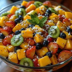 Fruit salads are a refreshing and vibrant way to enjoy the natural sweetness of fresh produce, often bursting with flavor and nutrients. They are not just delightful to the taste buds but also provide a plethora of health benefits, making them an ideal addition to any meal or snack time. Among the myriad of fruit salad options available, the Tropical Bliss Coconut Lime Fruit Salad stands out as an exceptional choice. This recipe combines a harmonious blend of tropical fruits with a zesty lime dressing, resulting in a dish that is both visually appealing and deliciously refreshing.
