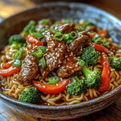 Flank steak is the linchpin of the Sizzling Beef & Broccoli Ramen Stir Fry. This cut comes from the abdominal muscles of the cow and is known for its rich flavor and relatively lean profile, making it a popular choice for various dishes. One of the remarkable aspects of flank steak is its ability to absorb marinades, which enhances its flavor and tenderness significantly.