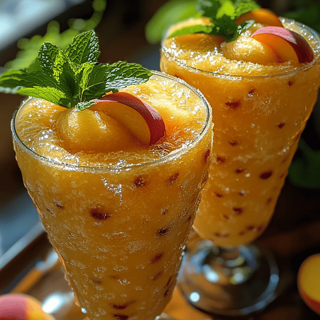 As summer rolls in, there's nothing quite as invigorating as a refreshing cocktail to sip on during those warm afternoons. One such delightful drink is the Frosty Peach Bliss Bellini, a slushy twist on the classic Italian cocktail that’s sure to elevate your summer gatherings. This vibrant concoction not only brings the sweet, juicy flavor of ripe peaches but also adds a fun, frosty texture that makes it a perfect choice for hot days.
