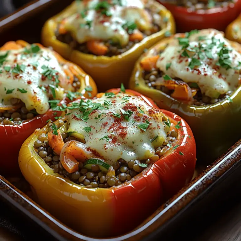 Stuffed peppers are a culinary delight that brings both nutrition and visual appeal to the table. These vibrant creations are not only a feast for the eyes but also a wholesome meal packed with essential nutrients. At the heart of our recipe is the humble lentil, a powerhouse of protein and fiber that makes this dish both filling and healthy. Lentils are celebrated for their versatility, adapting well to various flavors while offering a rich profile of vitamins and minerals.