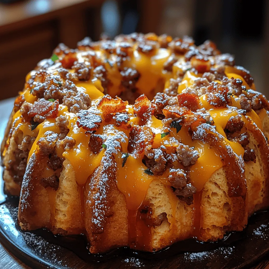Imagine waking up to the enticing aroma of freshly baked biscuits intertwined with the savory notes of breakfast sausage, melted cheese, and crispy bacon. The Flaky Breakfast Biscuit Bundt Cake is a delightful fusion of your favorite morning staples, elegantly presented in an easy-to-serve bundt cake form. This innovative recipe marries convenience with comfort, making it an ideal choice for busy mornings when you want to impress family and friends without spending hours in the kitchen.