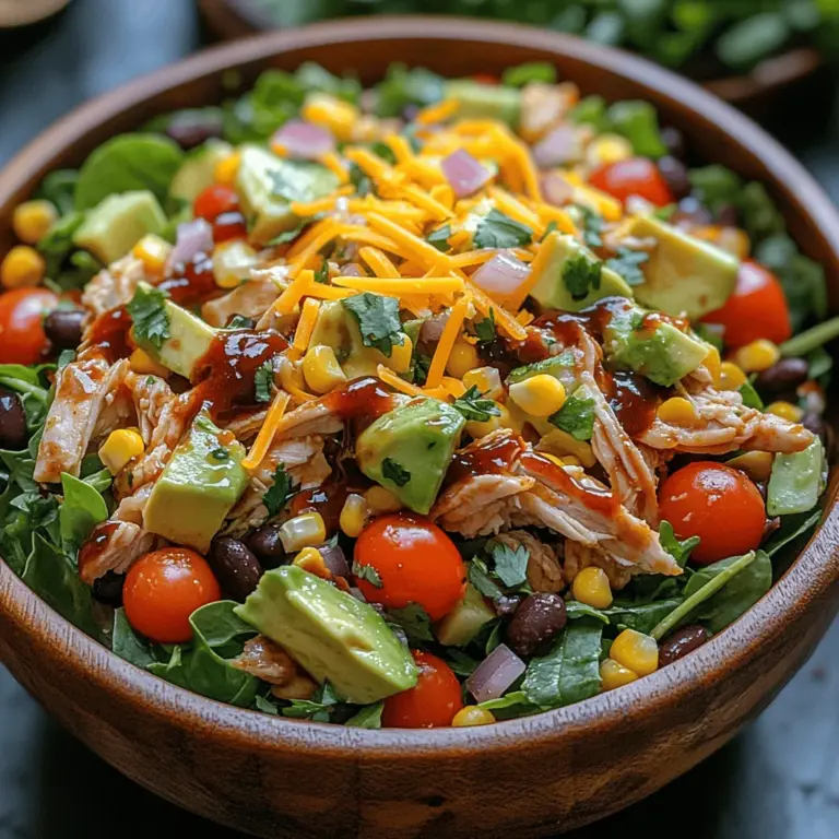 In the world of salads, the Smoky BBQ Chicken Chopped Salad stands out as a vibrant, flavorful option that combines the savory essence of barbecue with the freshness of a garden salad. This dish not only satisfies your taste buds but also offers a wholesome meal packed with nutrients. Imagine a perfect blend of tender, smoked chicken, crisp greens, and colorful vegetables, all drizzled with a tangy dressing that ties everything together. Ideal for summer gatherings, picnics, or a quick weeknight dinner, this salad is a delightful way to enjoy the flavors of grilled chicken and fresh produce.