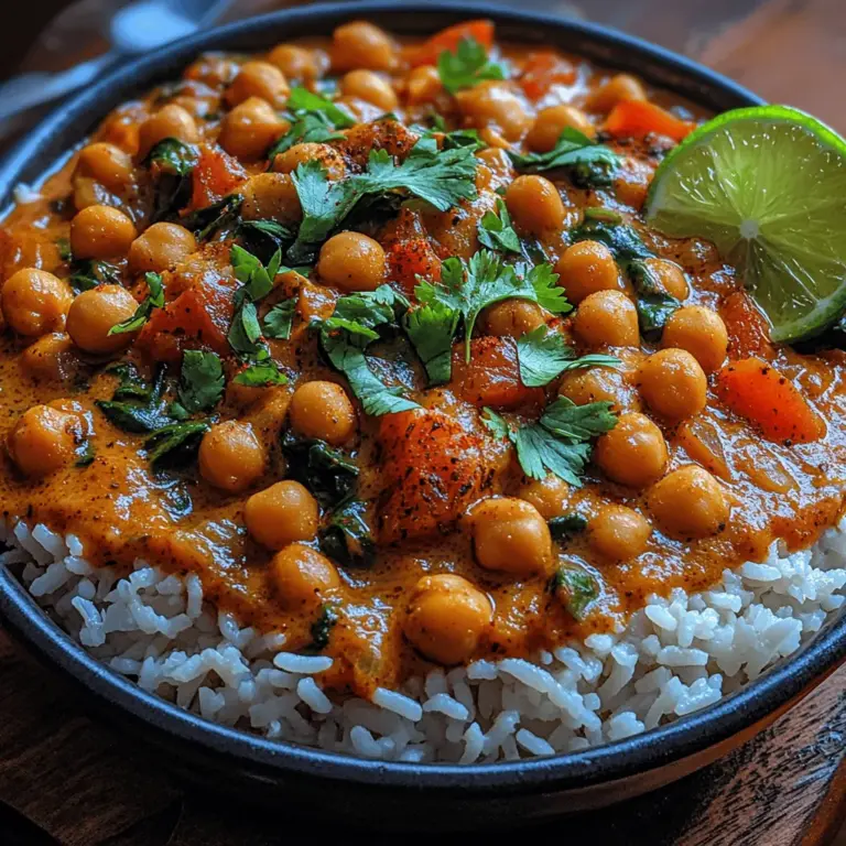 Chickpea Delight Curry is not just a dish; it’s a celebration of flavor and nutrition that aligns perfectly with the growing trend towards plant-based eating. Whether you are a seasoned vegan, a curious omnivore, or simply someone looking to explore new culinary territories, this vibrant curry offers an inviting way to add variety to your meals. With its delightful combination of spices, creamy coconut milk, and an array of nutrient-rich greens, Chickpea Delight Curry is designed to satisfy your hunger while igniting your taste buds.