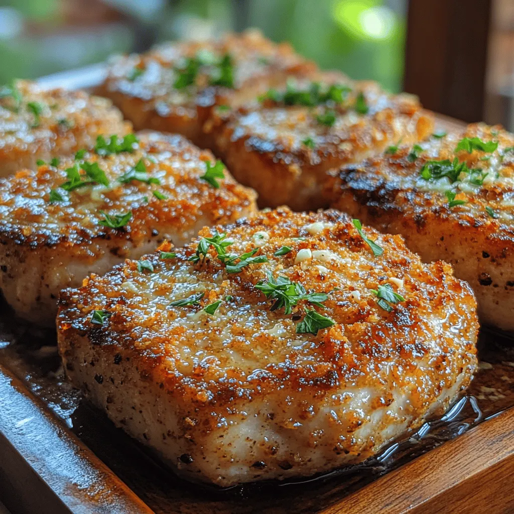 Garlic Parmesan Crusted Pork Chops are a delightful dish that transforms a simple cut of meat into a gourmet experience. The appeal of this recipe lies not only in its rich flavors but also in its satisfying crunch. Imagine biting into a perfectly cooked pork chop, its exterior golden and crispy, while the inside remains juicy and tender. The combination of robust garlic and savory Parmesan cheese creates a flavor profile that is both comforting and indulgent, making this dish a favorite among home cooks and food enthusiasts alike.