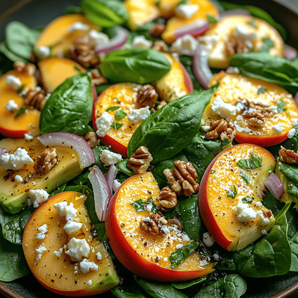 As people become increasingly health-conscious, the demand for nutritious and delicious salads has surged. Salads are no longer just a side dish or an afterthought; they are at the forefront of modern cuisine, serving as vibrant, nutrient-rich meals that can be enjoyed at any time of the day. Among the many salad recipes that have gained popularity, the Vibrant Avocado Peach Spinach Salad stands out as a perfect blend of flavors and nutrition, making it a delightful choice for anyone looking to boost their health while indulging in delicious tastes.