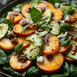 As people become increasingly health-conscious, the demand for nutritious and delicious salads has surged. Salads are no longer just a side dish or an afterthought; they are at the forefront of modern cuisine, serving as vibrant, nutrient-rich meals that can be enjoyed at any time of the day. Among the many salad recipes that have gained popularity, the Vibrant Avocado Peach Spinach Salad stands out as a perfect blend of flavors and nutrition, making it a delightful choice for anyone looking to boost their health while indulging in delicious tastes.