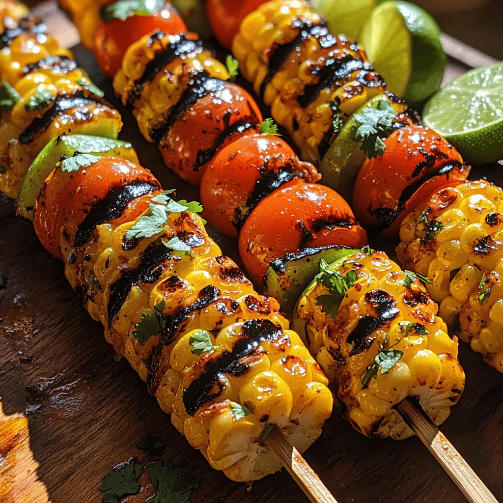 Charred Corn Chipotle Skewers shine brightest during those warm summer months when the sun is shining, and the grill is fired up. Whether you're hosting a backyard barbecue, enjoying a picnic in the park, or celebrating a family reunion, these skewers are the ideal addition to your menu. They are not only easy to prepare but also cater to a wide range of dietary preferences. The skewers can be enjoyed as a satisfying main dish for vegetarians or paired with grilled chicken for meat enthusiasts, making them a versatile choice for any gathering.