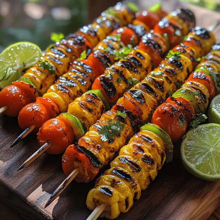 Charred Corn Chipotle Skewers shine brightest during those warm summer months when the sun is shining, and the grill is fired up. Whether you're hosting a backyard barbecue, enjoying a picnic in the park, or celebrating a family reunion, these skewers are the ideal addition to your menu. They are not only easy to prepare but also cater to a wide range of dietary preferences. The skewers can be enjoyed as a satisfying main dish for vegetarians or paired with grilled chicken for meat enthusiasts, making them a versatile choice for any gathering.