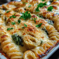 Pasta bakes are cherished around the world for their comforting, hearty nature. They combine the warmth and satisfaction of baked pasta with a variety of flavors and textures, making them a perfect choice for family dinners, potlucks, or cozy gatherings. Enter the Creamy Spinach & Artichoke Pasta Bake, a delightful dish that takes the traditional pasta bake to new heights. This recipe is not only a feast for the senses but also a nutritious option that packs a punch with its vibrant ingredients.