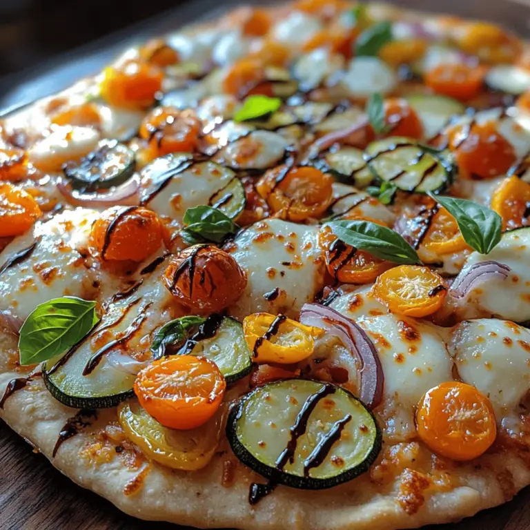 Welcome to the delightful world of the Roasted Medley Flatbread Delight, a dish that captures the vibrant essence of fresh, seasonal vegetables and aromatic herbs. This recipe stands out not only for its stunning presentation but also for its ability to cater to diverse dietary preferences, making it an ideal choice for family dinners, casual gatherings, or even meal prep for busy weekdays. The beauty of this flatbread lies in its simplicity and versatility, allowing you to enjoy a wholesome and savory meal without the fuss.