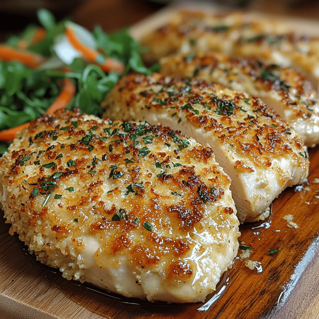 Crispy Parmesan Crusted Chicken is a delightful dish that combines the savory flavors of Parmesan cheese with the satisfying crunch of panko breadcrumbs. This scrumptious recipe is not only a feast for the taste buds but also a visual delight, making it an ideal choice for family dinners and gatherings alike. The beauty of this dish lies in its simplicity; it requires minimal ingredients and can be prepared in a short span of time, making it an excellent option for busy weeknights. Yet, its elegant presentation and rich flavors elevate it to a level that’s perfect for special occasions.