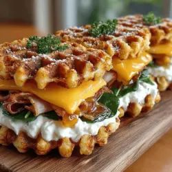 In recent years, the culinary world has embraced the concept of savory waffles, transforming a traditionally sweet breakfast staple into a versatile meal option that tantalizes the taste buds. These innovative dishes have gained traction for their ability to combine the comforting texture of waffles with the satisfying heartiness of a sandwich. The Savory Cheddar Chive Waffle Sandwiches exemplify this trend, marrying the rich flavors of sharp cheddar cheese with the fresh brightness of chives, creating a delightful culinary experience that can be enjoyed any time of day—whether for breakfast, brunch, or a quick lunch.