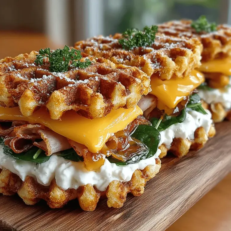 In recent years, the culinary world has embraced the concept of savory waffles, transforming a traditionally sweet breakfast staple into a versatile meal option that tantalizes the taste buds. These innovative dishes have gained traction for their ability to combine the comforting texture of waffles with the satisfying heartiness of a sandwich. The Savory Cheddar Chive Waffle Sandwiches exemplify this trend, marrying the rich flavors of sharp cheddar cheese with the fresh brightness of chives, creating a delightful culinary experience that can be enjoyed any time of day—whether for breakfast, brunch, or a quick lunch.
