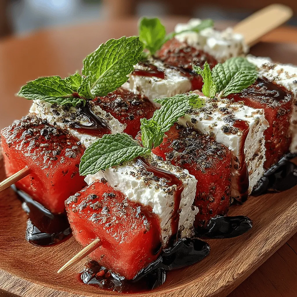 To create the perfect Watermelon Feta Skewers, start with selecting high-quality ingredients. Fresh, ripe watermelon will provide sweetness and juiciness, while creamy feta cheese adds a savory, tangy contrast. Here’s how to cut them properly for optimal assembly: