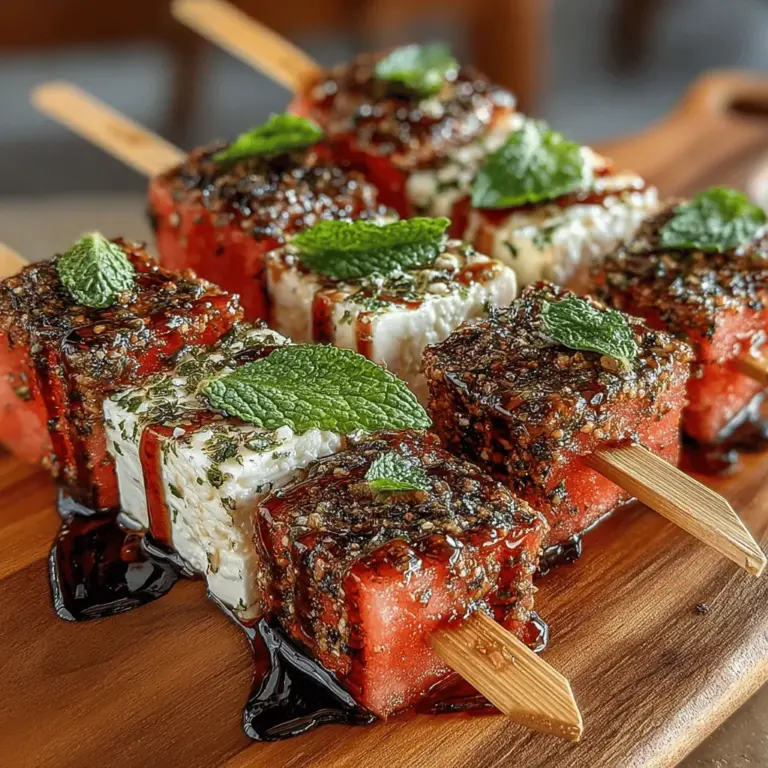 To create the perfect Watermelon Feta Skewers, start with selecting high-quality ingredients. Fresh, ripe watermelon will provide sweetness and juiciness, while creamy feta cheese adds a savory, tangy contrast. Here’s how to cut them properly for optimal assembly: