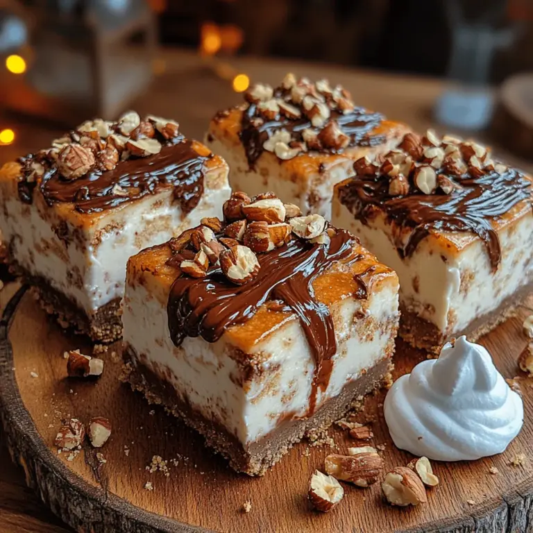 If you’re in search of a dessert that combines the rich creaminess of cheesecake with the irresistible allure of Nutella, look no further than these decadent Nutella cheesecake bars. This dish is a delightful fusion of flavors and textures, offering a silky-smooth cheesecake filling nestled on a buttery crust, all topped with a luscious layer of Nutella. Whether you’re hosting a gathering, celebrating a special occasion, or simply treating yourself to something sweet, these cheesecake bars are sure to impress.