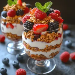 In the world of culinary delights, few creations can rival the simple elegance of a parfait. The Berry Bliss Greek Yogurt Parfait is a delightful dish that combines creamy yogurt, vibrant berries, and crunchy granola into a harmonious breakfast or snack option. Originating from the French term "parfait," which means "perfect," this dish has evolved over the years to cater to various tastes and nutritional needs. The use of Greek yogurt not only adds a rich, creamy texture but also packs a protein punch, making it a perfect choice for those looking to enhance their breakfast routine or enjoy a healthy dessert.