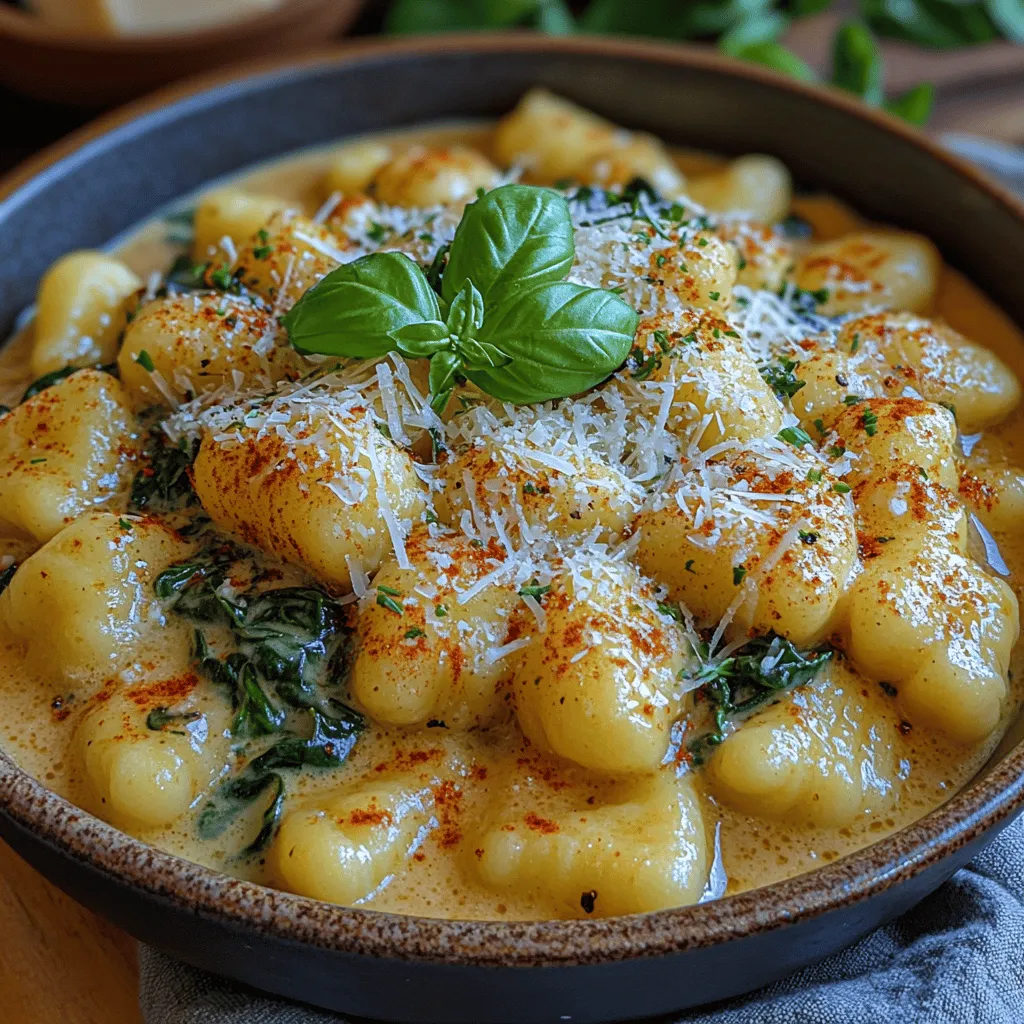 Gnocchi, a cherished staple of Italian cuisine, has won the hearts of food enthusiasts around the globe. These soft, pillowy dumplings, traditionally made from potatoes, flour, and sometimes eggs, offer a delightful base for a variety of sauces and toppings. The versatility of gnocchi makes it an ideal canvas for experimentation, and one such delicious variation is Creamy Garlic Spinach Gnocchi. This comforting dish combines the rich, buttery texture of gnocchi with the robust flavors of garlic and the vibrant freshness of spinach, creating a meal that is both satisfying and nourishing.