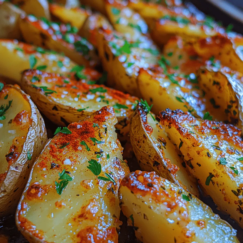 When it comes to comfort food, few dishes can rival the charm of golden, crispy potato wedges. These Golden Crunch Garlic Herb Potato Wedges are not only a feast for the eyes but also a delightful treat for the palate. With their perfectly seasoned exterior and tender inside, these wedges are a versatile addition to any meal, serving as an excellent side dish or a satisfying snack on their own. The combination of garlic, aromatic herbs, and a hint of smokiness from paprika creates a flavor profile that is both comforting and inviting—perfect for family dinners, game day gatherings, or a cozy movie night.