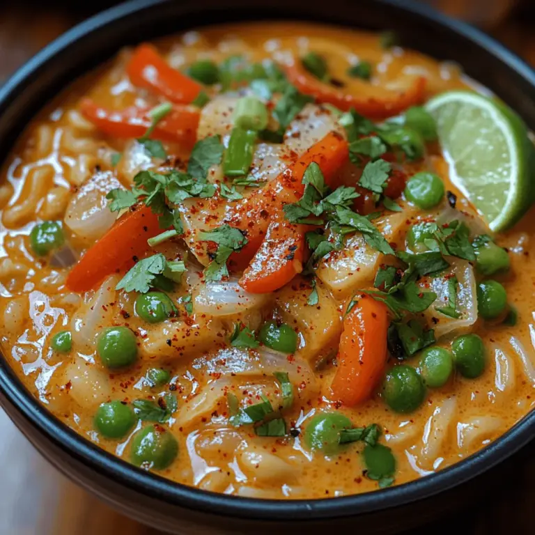 Silky Thai Coconut Curry Noodles is a dish that embodies the rich flavors and vibrant culture of Southeast Asian cuisine. This delicately balanced meal combines the creaminess of coconut milk with aromatic spices and fresh herbs, creating a comforting yet exotic experience that tantalizes the taste buds. Whether you're a seasoned chef or a novice in the kitchen, the allure of this dish lies in its simplicity and versatility. It can easily be tailored to suit various dietary preferences, making it a favorite among food enthusiasts around the globe.