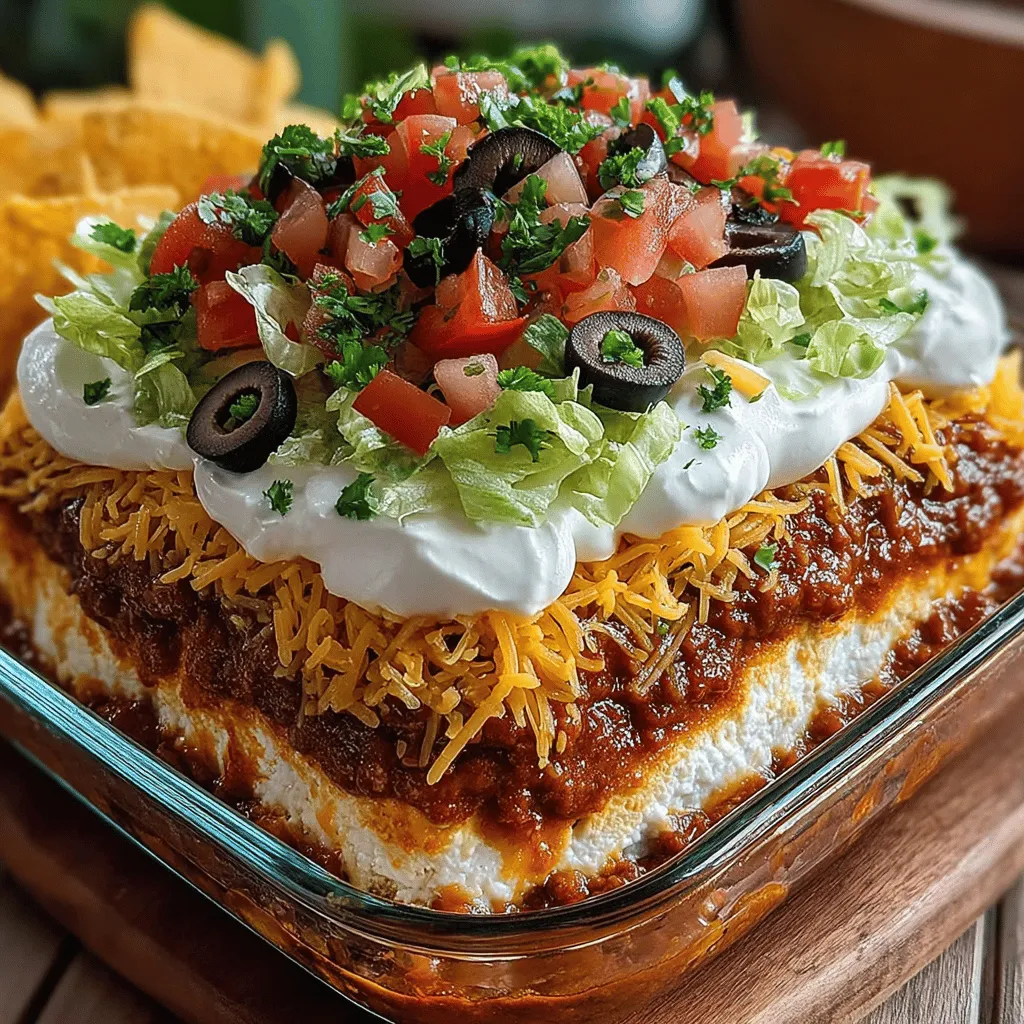 Fiesta Layered Taco Bean Dip is the ultimate crowd-pleaser for any gathering, whether it’s a backyard barbecue, game day, or a cozy family get-together. This vibrant dip features an enticing combination of flavors and textures, layered to perfection. With a base of creamy refried beans and topped with fresh veggies, zesty salsa, and melted cheese, this dish is not only delicious but also visually appealing. The colorful layers create an inviting presentation that draws everyone in, making it a favorite at parties and occasions where sharing good food is a must.