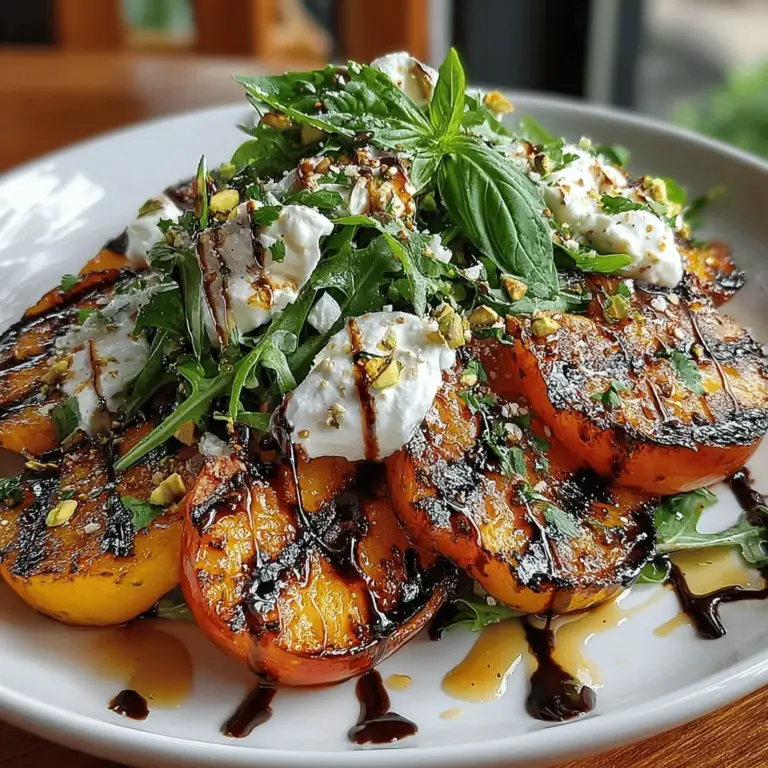 The Grilled Peach & Burrata Salad is a delightful dish that beautifully marries the sweetness of grilled peaches with the creaminess of burrata cheese. This colorful salad not only serves as a feast for the eyes but also offers a complex interplay of flavors and textures that can elevate any meal, whether it’s a casual lunch or a sophisticated dinner gathering. With the perfect balance of sweet, savory, and creamy elements, this salad is a versatile addition to your culinary repertoire, making it a must-try for any food enthusiast.