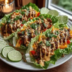 Spicy Thai Peanut Chicken Lettuce Boats