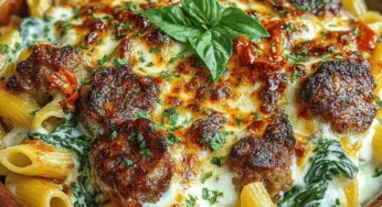 Cheesy Delight: Creamy Baked Penne with Italian Sausage