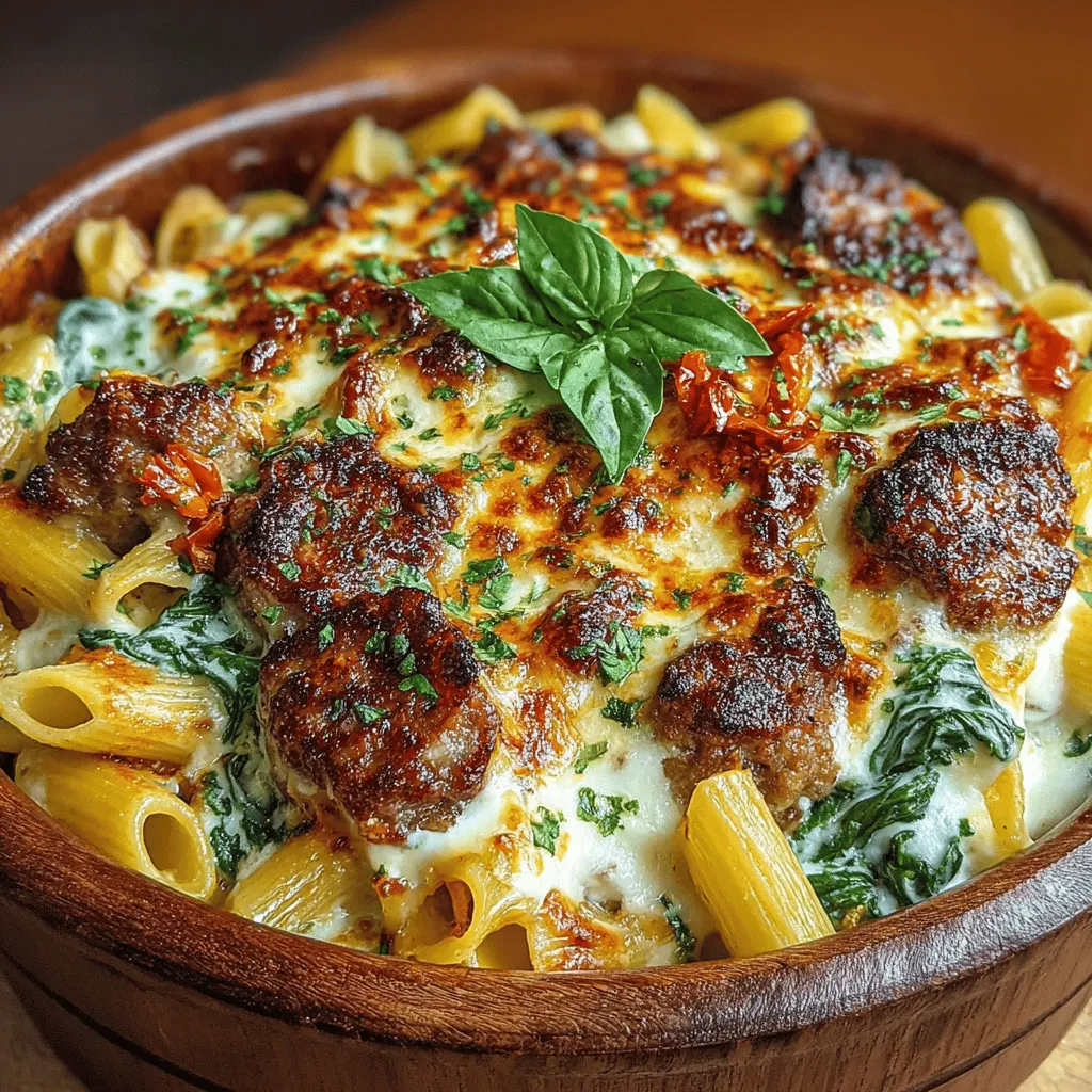 Cheesy Delight: Creamy Baked Penne with Italian Sausage